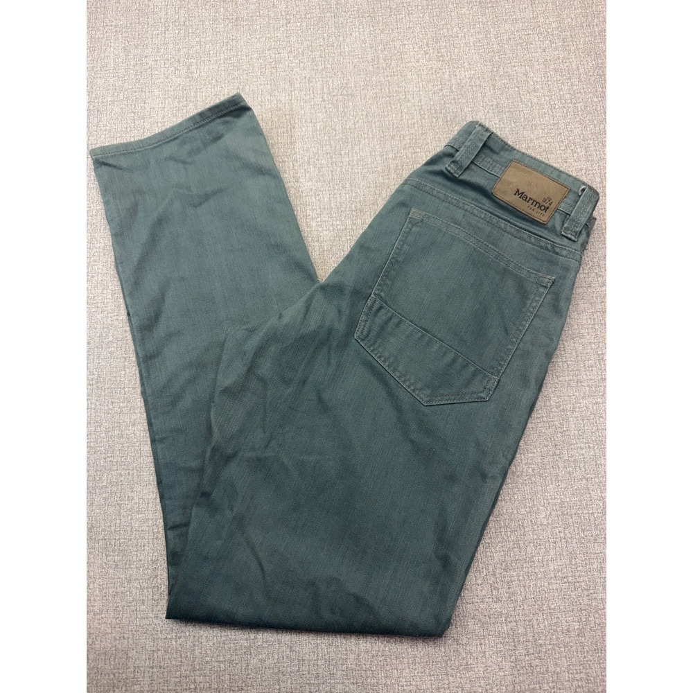 Marmot Mens 32x32 Green Canvas Outdoor Hiking Pants Straight Leg Cotton Blend 32